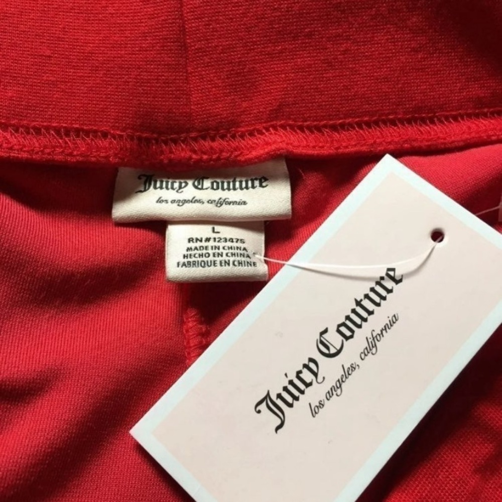 Juicy Couture Bright Red Velour Pants - Picture 4 of 5